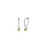 Labradorite Teardrop Floating Drop Huggies | 12mm Sterling Silver, Labradorite