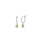 Labradorite Teardrop Floating Drop Huggies | 12mm Sterling Silver, Labradorite