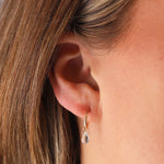 Stoned By Gem Jar-Sky Blue Topaz Teardrop Floating Drop Huggies | 12mm-Earrings-Blue Ruby Jewellery-Vancouver Canada