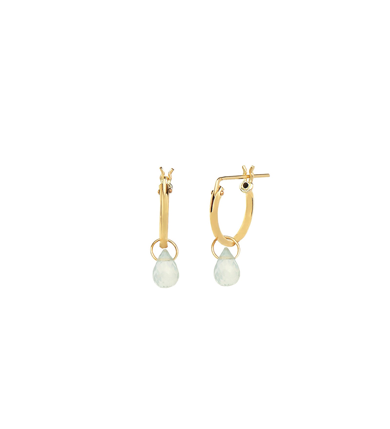 Sky Blue Topaz Teardrop Floating Drop Huggies | 12mm 14k Gold Filled, Sky Blue Topaz