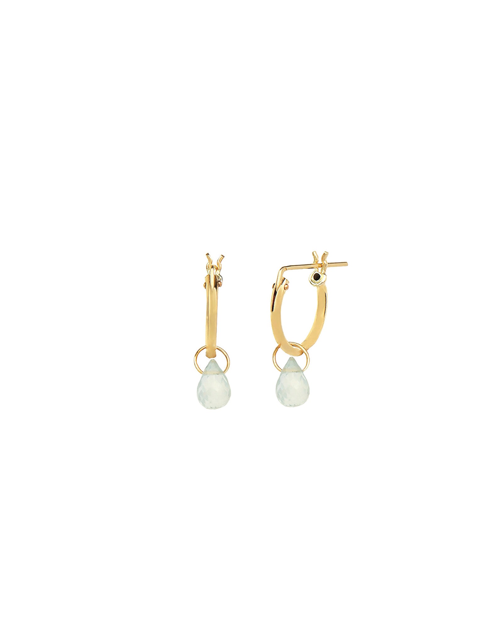 Sky Blue Topaz Teardrop Floating Drop Huggies | 12mm 14k Gold Filled, Sky Blue Topaz