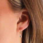 Stoned By Gem Jar-Sky Blue Topaz Teardrop Floating Drop Huggies | 12mm-Earrings-Blue Ruby Jewellery-Vancouver Canada