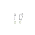 Sky Blue Topaz Teardrop Floating Drop Huggies | 12mm Sterling Silver, Sky Blue Topaz