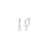 Sky Blue Topaz Teardrop Floating Drop Huggies | 12mm Sterling Silver, Sky Blue Topaz