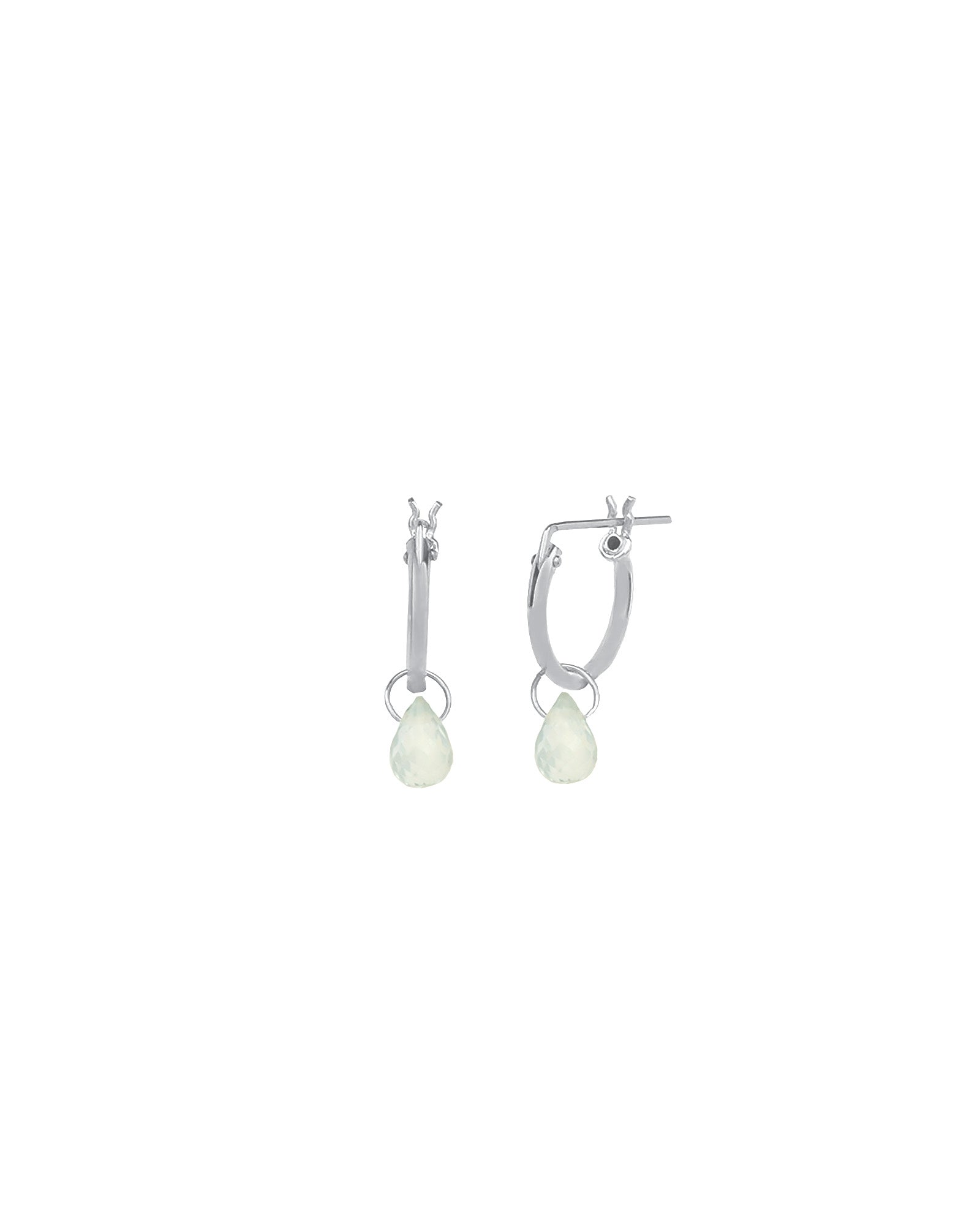Sky Blue Topaz Teardrop Floating Drop Huggies | 12mm Sterling Silver, Sky Blue Topaz
