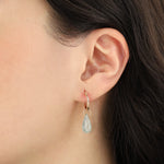Blue Aquamarine Teardrop Floating Drop Huggies | 14mm 14k Gold Filled, Blue Aquamarine