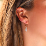 Stoned By Gem Jar-Blue Aquamarine Teardrop Floating Drop Huggies | 14mm-Earrings-Blue Ruby Jewellery-Vancouver Canada