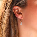 Stoned By Gem Jar-Blue Aquamarine Teardrop Floating Drop Huggies | 14mm-Earrings-Blue Ruby Jewellery-Vancouver Canada