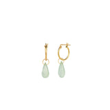 Blue Aquamarine Teardrop Floating Drop Huggies | 14mm 14k Gold Filled, Blue Aquamarine