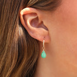 Stoned By Gem Jar-Green Chalcedony Teardrop Floating Drop Huggies | 14mm-Earrings-Blue Ruby Jewellery-Vancouver Canada