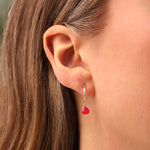 Stoned By Gem Jar-Pink Chalcedony Heart Floating Drop Huggies | 12mm-Earrings-Blue Ruby Jewellery-Vancouver Canada