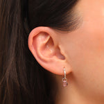 Stoned By Gem Jar-Pink Topaz Heart Floating Drop Huggies | 12mm-Earrings-Blue Ruby Jewellery-Vancouver Canada
