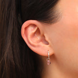Stoned By Gem Jar-Pink Topaz Heart Floating Drop Huggies | 12mm-Earrings-Blue Ruby Jewellery-Vancouver Canada