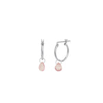 Pink Topaz Heart Floating Drop Huggies | 14mm Sterling Silver, Pink Topaz
