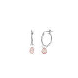 Pink Topaz Heart Floating Drop Huggies | 14mm Sterling Silver, Pink Topaz
