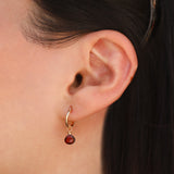 Stoned By Gem Jar-Garnet Heart Floating Drop Huggies | 12mm-Earrings-Blue Ruby Jewellery-Vancouver Canada