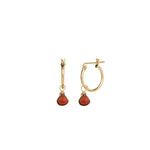 Garnet Heart Floating Drop Huggies | 14mm 14k Gold Filled, Garnet