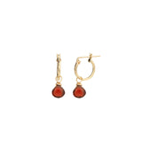 Stoned By Gem Jar-Garnet Heart Floating Drop Huggies | 12mm-Earrings-14k Gold Filled, Garnet-Blue Ruby Jewellery-Vancouver Canada