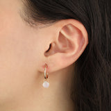 Rainbow Moonstone Heart Floating Drop Huggies | 14mm 14k Gold Filled, Rainbow Moonstone