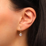 Stoned By Gem Jar-Rainbow Moonstone Heart Floating Drop Huggies | 12mm-Earrings-Blue Ruby Jewellery-Vancouver Canada