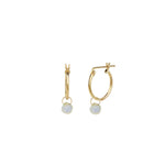 Rainbow Moonstone Heart Floating Drop Huggies | 14mm 14k Gold Filled, Rainbow Moonstone