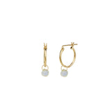 Rainbow Moonstone Heart Floating Drop Huggies | 14mm 14k Gold Filled, Rainbow Moonstone
