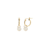 Stoned By Gem Jar-Rainbow Moonstone Heart Floating Drop Huggies | 12mm-Earrings-14k Gold Filled, Rainbow Moonstone-Blue Ruby Jewellery-Vancouver Canada