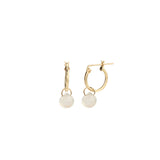 Stoned By Gem Jar-Rainbow Moonstone Heart Floating Drop Huggies | 12mm-Earrings-14k Gold Filled, Rainbow Moonstone-Blue Ruby Jewellery-Vancouver Canada