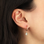 Aqua Chalcedony Heart Floating Drop Huggies | 14mm 14k Gold Filled, Aqua Chalcedony