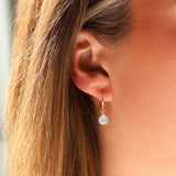 Stoned By Gem Jar-Aqua Chalcedony Heart Floating Drop Huggies | 14mm-Earrings-Blue Ruby Jewellery-Vancouver Canada