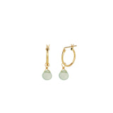 Aqua Chalcedony Heart Floating Drop Huggies | 14mm 14k Gold Filled, Aqua Chalcedony