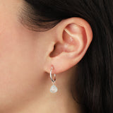 Aqua Chalcedony Heart Floating Drop Huggies | 14mm Sterling Silver, Aqua Chalcedony