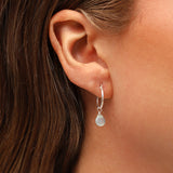 Aqua Chalcedony Heart Floating Drop Huggies | 14mm
