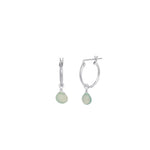 Aqua Chalcedony Heart Floating Drop Huggies | 14mm Sterling Silver, Aqua Chalcedony