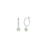 Aqua Chalcedony Heart Floating Drop Huggies | 14mm Sterling Silver, Aqua Chalcedony