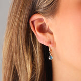 Stoned By Gem Jar-London Blue Topaz Heart Floating Drop Huggies | 14mm-Earrings-Blue Ruby Jewellery-Vancouver Canada