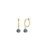 London Blue Topaz Heart Floating Drop Huggies | 14mm 14k Gold Filled, London Blue Topaz