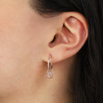 Amethyst Heart Floating Drop Huggies | 14mm Sterling Silver, Amethyst