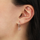 Amethyst Heart Floating Drop Huggies | 14mm Sterling Silver, Amethyst