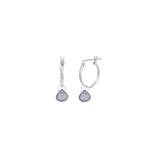 Amethyst Heart Floating Drop Huggies | 14mm Sterling Silver, Amethyst
