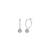 Amethyst Heart Floating Drop Huggies | 14mm Sterling Silver, Amethyst