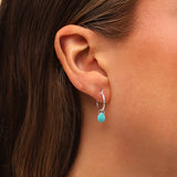 Turquoise Pear Floating Drop Huggies | 14mm