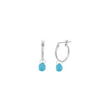 Turquoise Pear Floating Drop Huggies | 14mm Sterling Silver, Turquoise