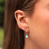 Turquoise Pear Floating Drop Huggies | 14mm