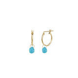 Turquoise Pear Floating Drop Huggies | 14mm 14k Gold Filled, Turquoise