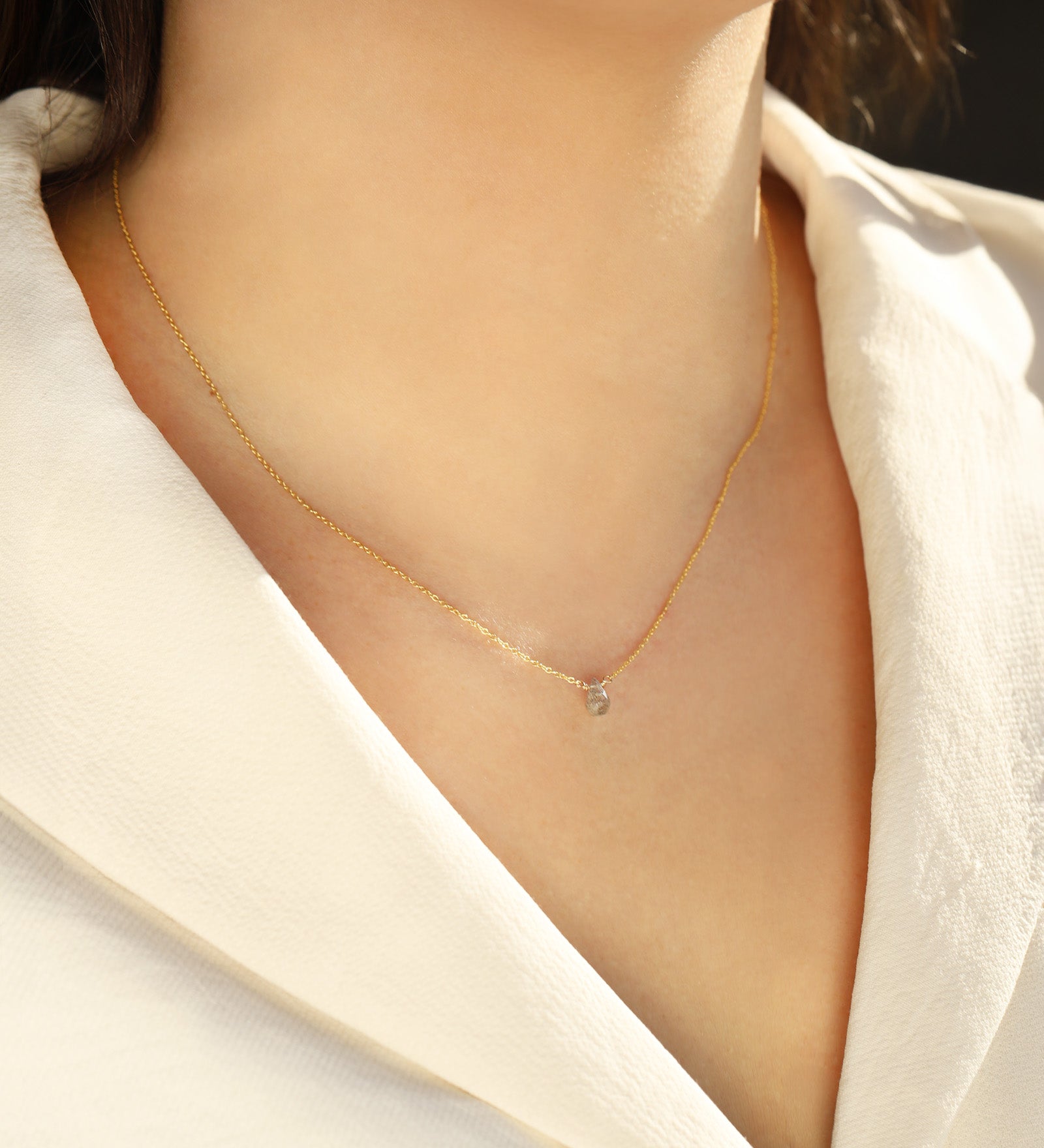 Labradorite Briolette Cable Chain Necklace 14k Gold Filled, Labradorite