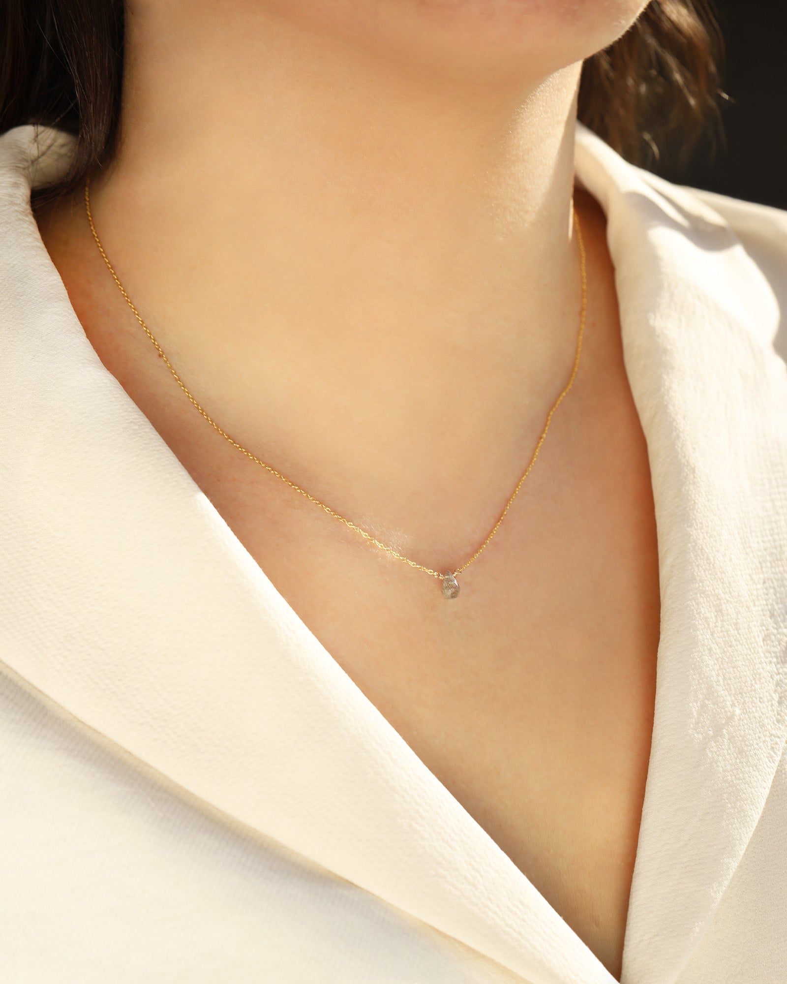 Labradorite Briolette Cable Chain Necklace 14k Gold Filled, Labradorite