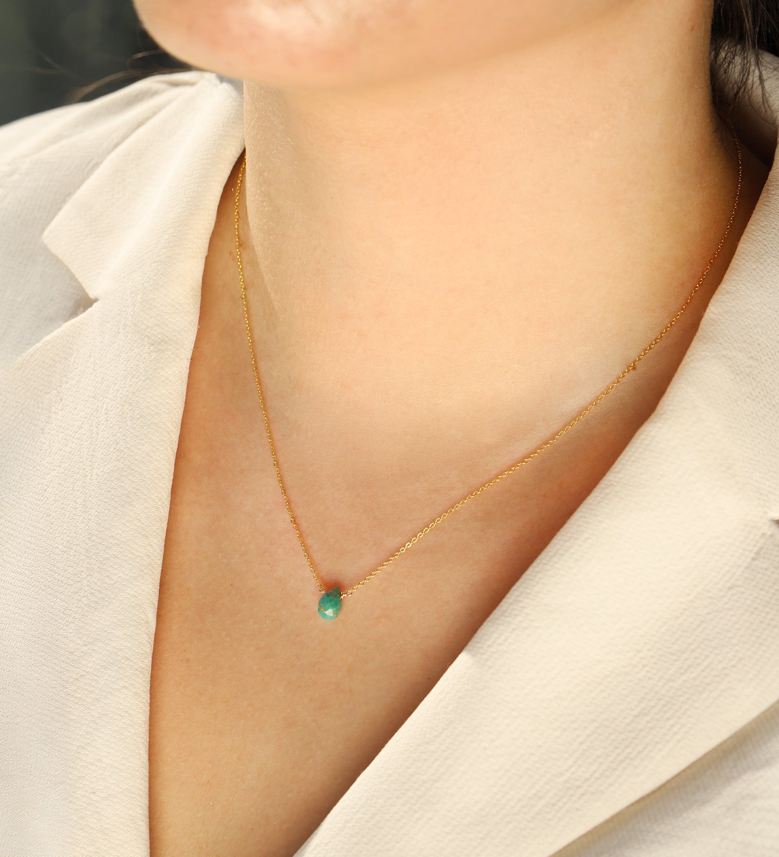 Turquoise Briolette Cable Chain Necklace 14k Gold Filled, Turquoise
