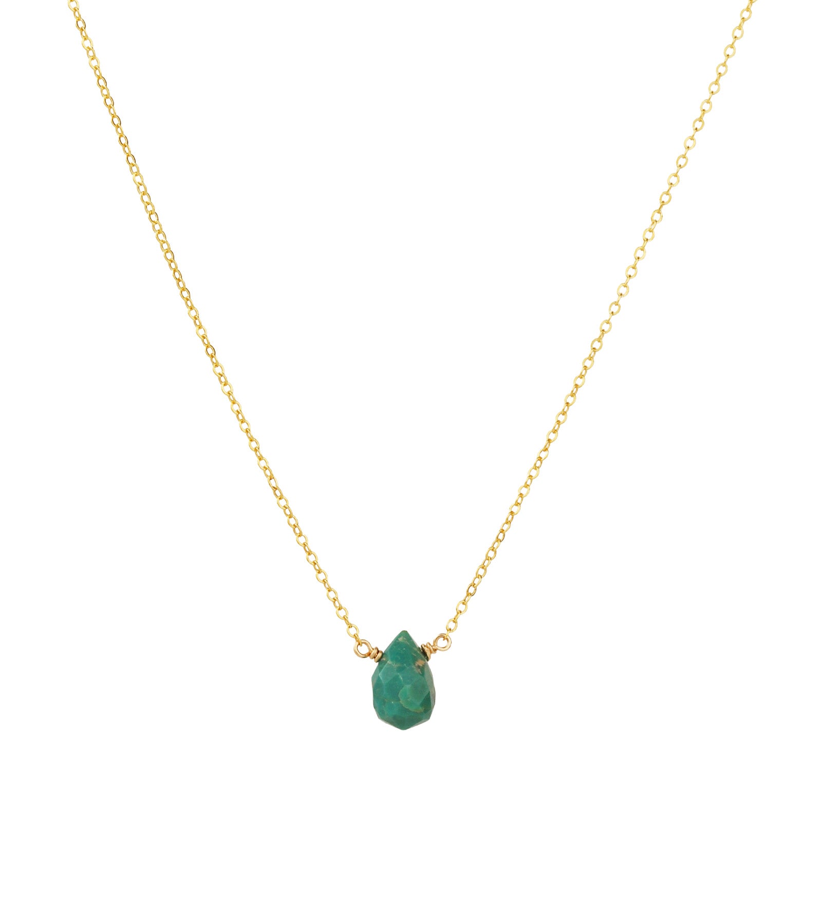 Turquoise Briolette Cable Chain Necklace 14k Gold Filled, Turquoise