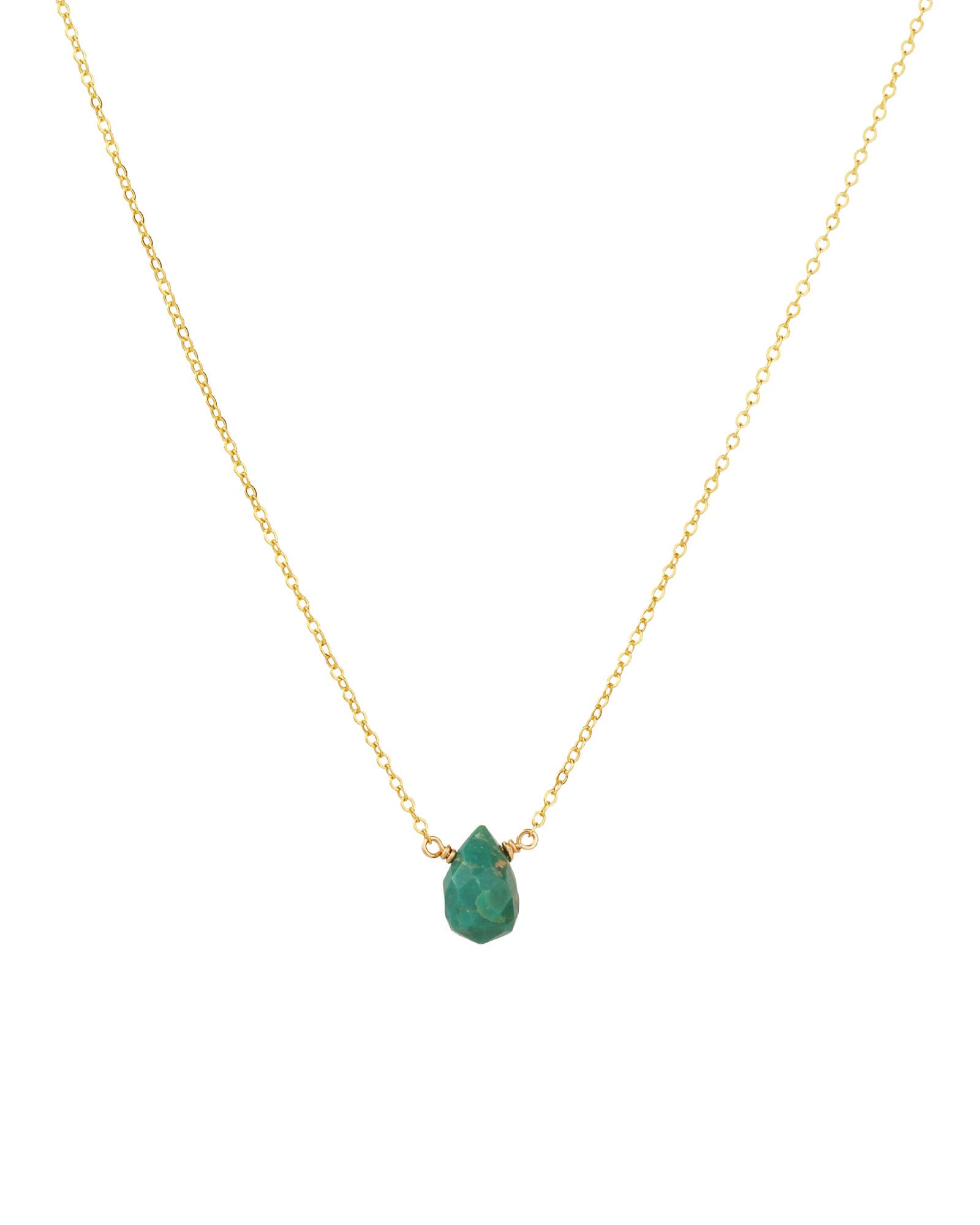 Turquoise Briolette Cable Chain Necklace 14k Gold Filled, Turquoise